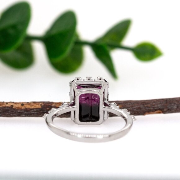 3.2cts Bi-Color Tourmaline Ring in 14K Solid gold With Natural Diamond Accents - Picture 6 of 8